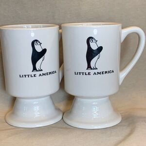 Marco Polo Little America Penguin Footed Mug Set‎ 2 White Excellent Ceramic